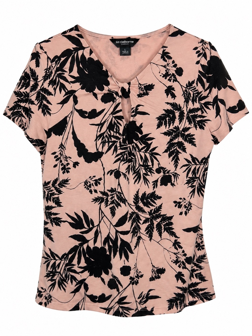 Liz Claiborne Career Women’s Large Floral Twist Front Short Sleeve Top